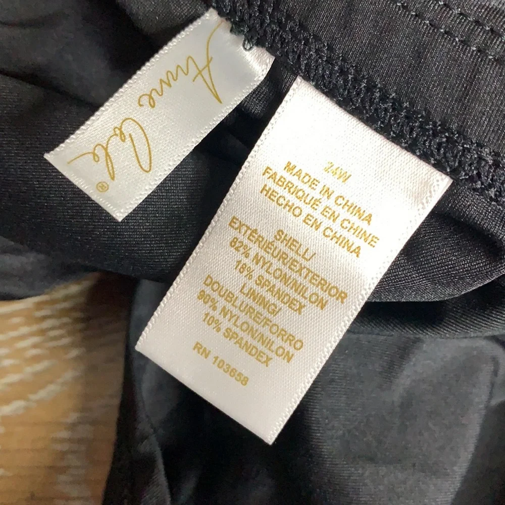ANNE COLE Plus Size Black Adjustable Side Slit Skirted Bottom 24W